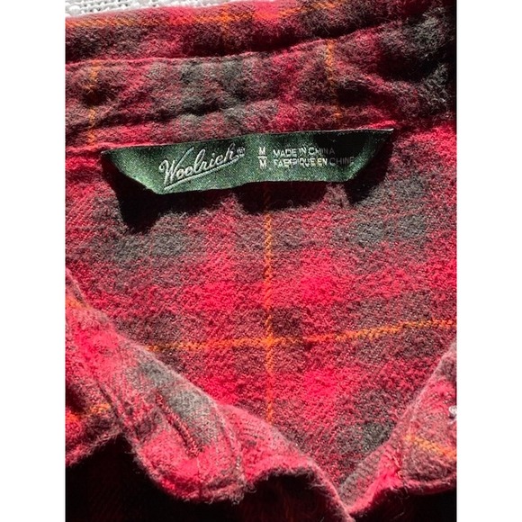 Woolrich Plaid Flannel Shirt Distressed Paint Splatter Grunge Workwear M - Picture 4 of 11